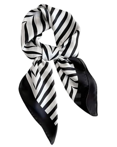 TPZORJX Pañuelos cabeza mujer, de poliéster, Bufanda Seda Mujer Satín Bufanda Estampada Ligero Elegante Chal Fulares Cuello Pañuelo de Seda para Mujer