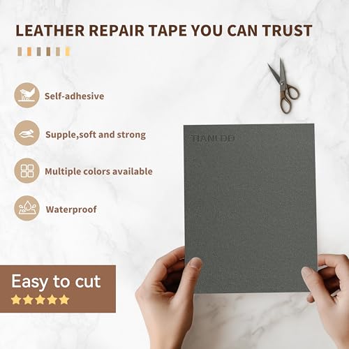 TIANLDD Leather Repair Tape,16 x 80 Inches Self Adhesive Leather Repair Patch，Leather Repair Kit for Furniture，Couches,Car Seats,Cabinets,Handbags(Dark Gray-Fine Lines) by TIANLDD - Image 3