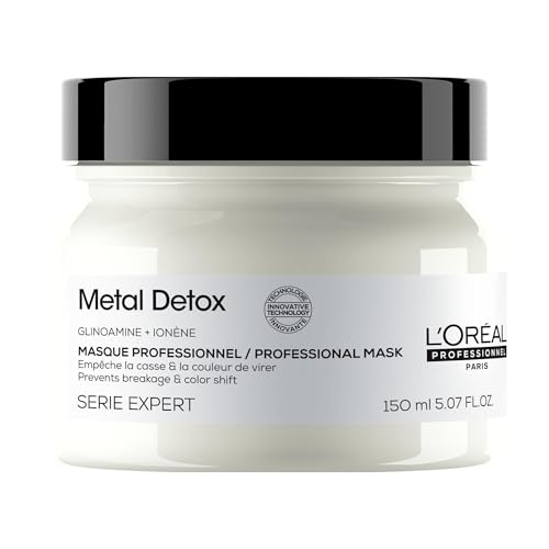 L’Oréal Professionnel Metal Detox Hair Mask 150ml, Prevent Breakage & Colour Fade from Hard Water, Moisturising Conditioner Treatment for Smooth, Shiny Hair, Prevent Damaged Hair