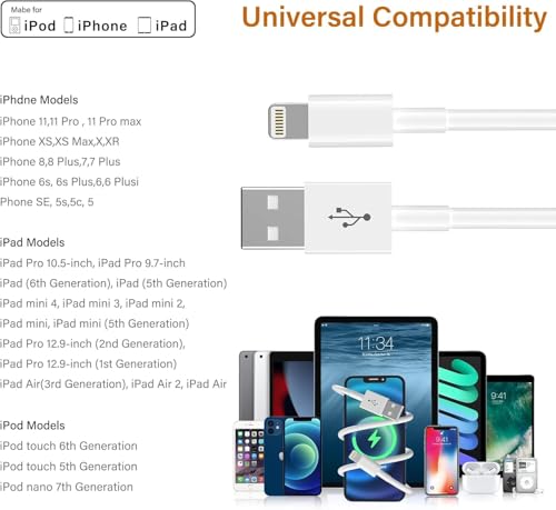 Cable Lightning a USB para Apple iPhone de 3m resistente para evitar roturas en los extremos 6