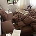 FOSSA Duvet Cover Set 100% Washed Cotton Linen Feel Super Soft Breathable Cozy 3 Pieces Bedding Sets Solid Chocolate Brown King
