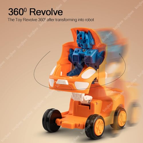 Image of BAYBEE 2 in 1 Robot Car Toy for Kids with 360 Rotation, Friction Powered Car Toys Vehicle Playset for Kids, Push & Go Toys | Racing Cars Toy for Kid (Pack 2)