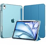 MoKo Funda para iPad Air 11 Pulgadas (M4/M3/M2) 2026/2025/2024, iPad Air 5.ª/4.ª Gen 10,9' 2022/2020 con Portalápices, Ligera y Delgada con Soporte Trifold y Cascara Traslúcida PC, Pavo Azul Real