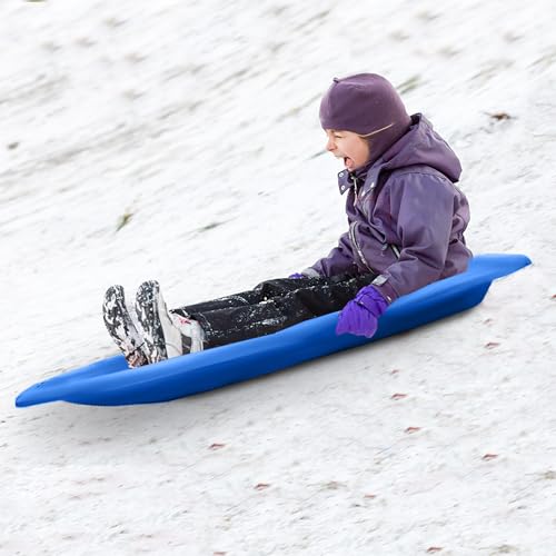 Gracious Living H2O! 2 Pack Raptor Boggan - Plastic Snow Sleds for Kids and Adults, 2-Person Sleigh with Built-in Handles and Tow Rope, Blue - Thumbnail 4