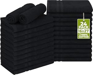 Utopia Towels Katoenen bleekbestendige salonhanddoeken (16x27") - Bleach Safe Gym Handdoek (24 stuks, zwart)
