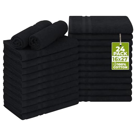 Utopia Towels Cotton Bleach Proof Salon Towels (16x27 inches) - Bleach Safe Gym Hand Towel (24 Pack, Black)