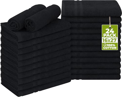Utopia Bleach Proof Salon Towels 16-Inch x 27-Inch, 24-Pack, Black