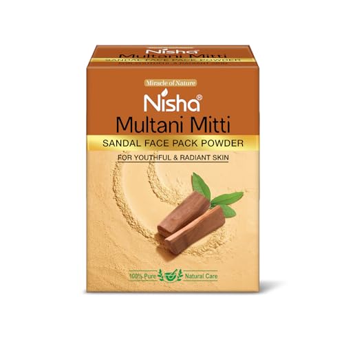 Image of Nisha sandal Multani Mitti for Face 100g | Fuller's Earth Powder | Natural Oil Control, Acne & Tan Removal | Skin Brightening Face Pack