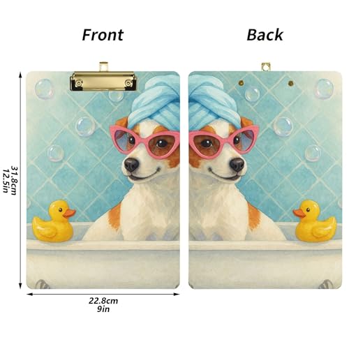 Acrylic Clipboard A4 Size 12.5" x 9" Metal Clipboard Folder with Low Profile Clip for Police Coaching Trade Quest Jack Russell Spa Day