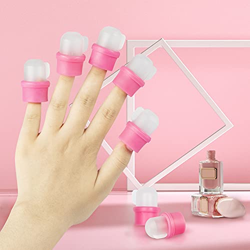 Onnpnn 10 Pieces Nail Soaker Cap, Wearable Nail Art Tips Polish Remover, Finger Acrylic Soaking Tool, Uv Gel Caps Tip Set, Fingernail Soak Off Cap Clip For Hand Nail Polish Dead Skin Removal, Pink #TOP4