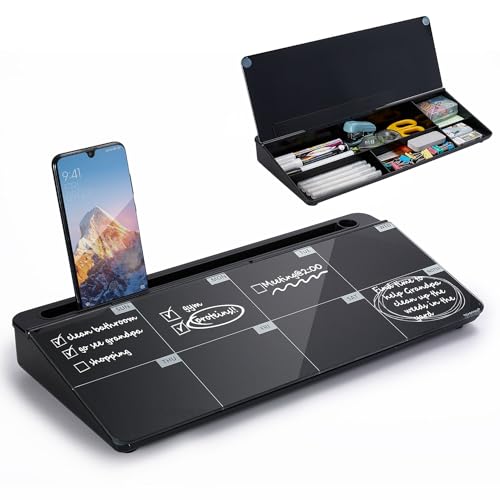 Image of TSJ OFFICE Desktop Whiteboard Dry-Erase-Board - Computer Keyboard Stand White Board Surface Pad with Drawer, Desk Organizers with Accessories for Office, Home, School Supplies
