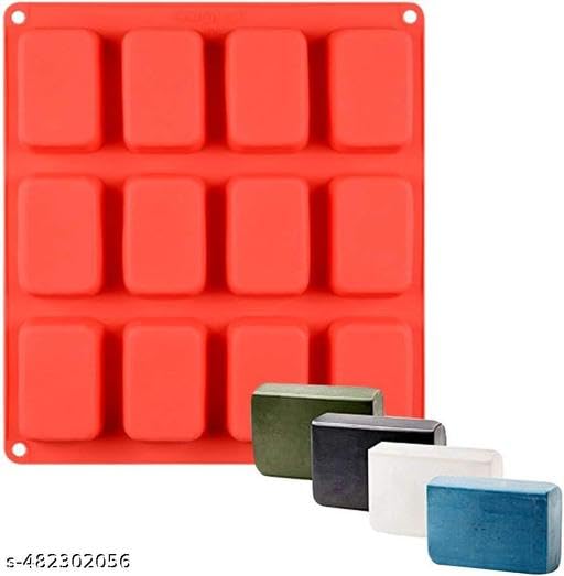 Image of 12-Cavity Petite Silicone Mold for Soap, Bread, Loaf, Muffin, Brownie, Cornbread, Cheesecake, Pudding, and More Random Color (12 Cavity-Rectangle)