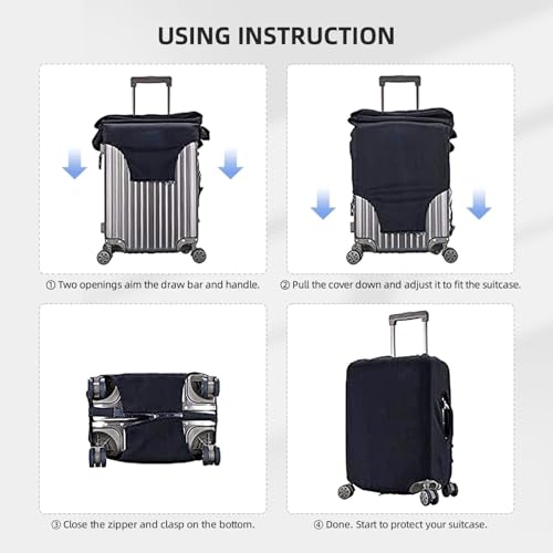 Travel Luggage Cover for Suitcase Elastic Suitcase Protector Elephant-Blue Black Suitcase Covers Washable Suitcase Protective Cover Dust-proof Luggage Covers Fit 18-32 Inch Luggage3
