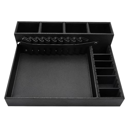 Generic Barber Clippers Tray Haircut Station PU Leather Stylist Razors Case Anti Slip Hairdressing Combs Clips Scissors Holder, Large
