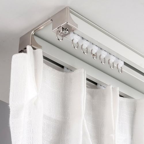 Barra de cortina dorada de doble riel montada en el techo, resistente, para sala de estar y dormitorio, divisor de habitación, 2 m de longitud, elegante solución de decoración del hogar.