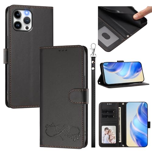 Jiajihua Cover Compatible with iPhone 12 Pro Max Phone Case【Card Cash Slot Wallet Design Flip Kickstand Drop Protection】 Black