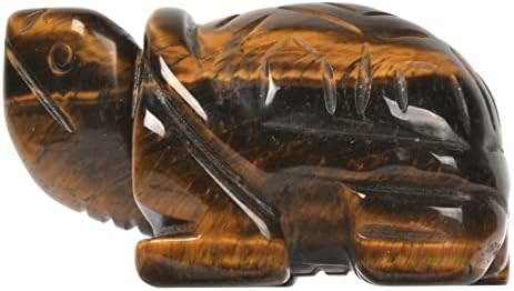 Justinstones Yellow Tiger Eye Healing Crystal Guardian Turtle Tortoise Pocket Stone Figurines Carved Gemstone Crafts Home Decor 2 inch