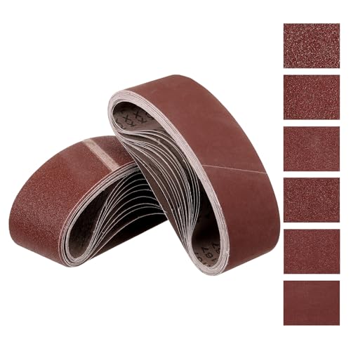 Image of Kozelo 18Pcs Sanding Belts 76mm x 533mm 60/80/120/180/240/400 Grit Aluminum Oxide Abrasive Sandpaper for Belt Sander Metal Grinding Wood Working Weld Rust Removal