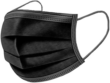 50 Adults UK Black Disposable Face Caps Breathable, Comfortable 3 Layer Pink Fabric Bandanas Face Pads Non_Woven Nose Shield Soft Solid Cycling Coverings Motorbike Sport Stock