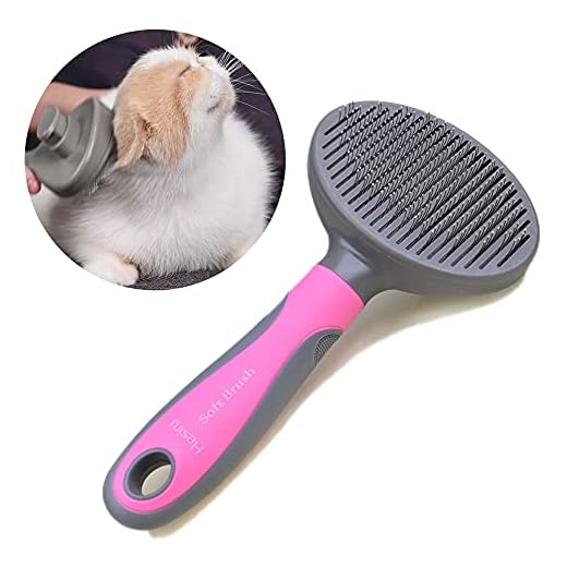 Hesiry Cat Brush Pet Soft Shedding Brush, Removes Loose Undercoat Gently, Pet Slicker Brush for Matted and Tangled Hair with Self Cleaning Button