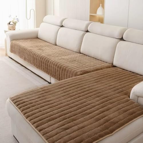 Furnestorica 2 StüCk Weicher Flanell-Sofabezug, Premium Rutschfester Sofa üBerzug 1 2 3 4-Sitzer-Couch üBerzugfüR Sektionssofas, Waschbarer L-föRmiger Möbelbezug (Kaffee, 90x160cm Und 90x210cm)