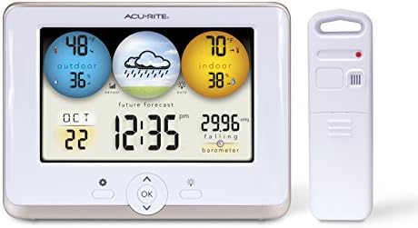 AcuRite 01123M Weather Station with Temperature, Humidity and Weather Forecaster White Display, 8 inch round