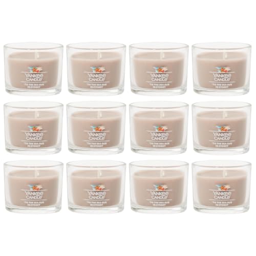 Image of Yankee Candle Mini Jar Scented Candle for Home Fragrance, Small Single Wick Long Lasting Burn, Tis The Sea-Sun in Sydney 1.3 Ounce (Pack of 12)