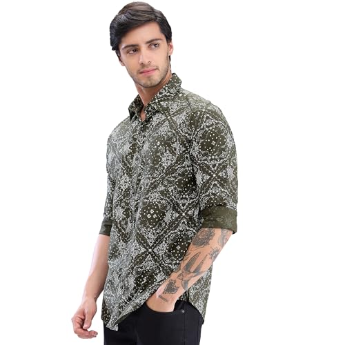 Image of Spykar Men's Slim Fit N /A Full Sleeve Printed Casual Shirts