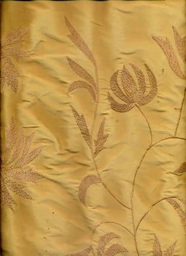 Soie dupioni caramel brodée tissu haute couture pour création de robe