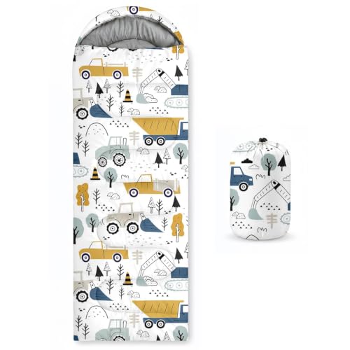 Bolsa de dormir WeCozy para niños, diseño Construction Truck, rectangular, capacidad individual, material poliéster, para 3 estaciones con temperatura entre 16 y 30 grados Celsius miniatura 1