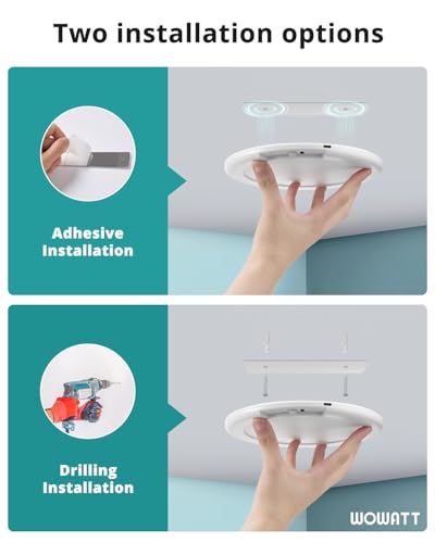wowatt Battery Operated Ceiling Light Rechargeable Ceiling Lights with Remote Wireless Shower Lighting 3000K 4500K 6500K - Additional View