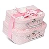 Keepsake nieuwe babygeschenkdoosjes – 2 roze hoesjes met satijnen lint en tekstlabel voor pasgeboren babymeisje