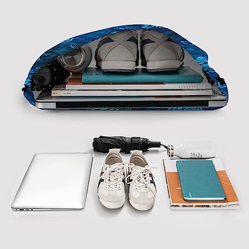 Image of Watercolor Blue Sea Turtle Drawstring Backpack Bag Sport Gym Sackpack Durable Waterproof Lightweight for Men Women Beach Bag String Bag