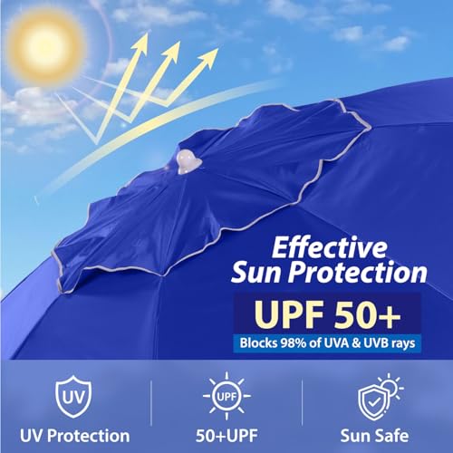 AMMSUN 6.5ft Sun Shade Umbrella, Portable Umbrella with Stand, Blue by AMMSUN - Image 4