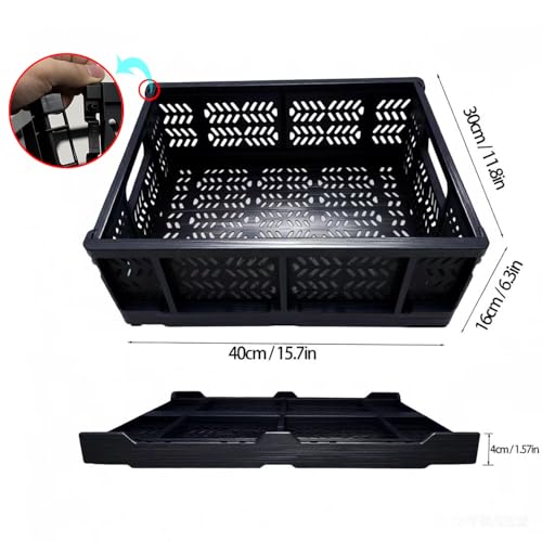 4-Pack 20L Foldable Storage Crates, Heavy Duty Plastic Milk Crates for Storage, Multi-Purpose Collapsible Basket with Handle Suitable for home, office storage, Halloween, Christmas party, Black by TSMAPLE - Image 5