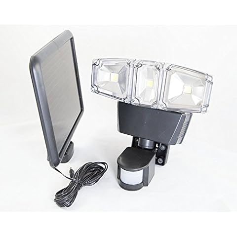 FORCETEKDATA Solar Power Motion Sensor 180 Degree Triple Lamp Security Light with Advance COB LED Technology, 1200 Lumens Cover