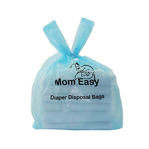 Mom Easy Plastic Diaper Disposable Bags With Tie Handle-200 Pcs Disposable Diaper Sacks And Diaper Poop Bags For Babies, Diaper Trash Bags, Dirty Disposable Diaper Bags, Disposable Baby Poop Bag #TOP3