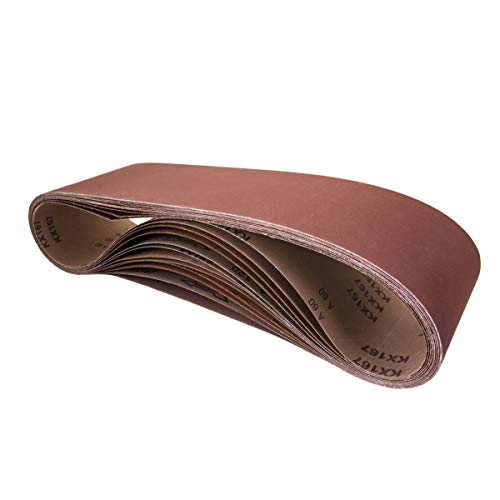 POWERTEC 11022-1 6 x 48-Inch Aluminum Oxide Sanding Belt Assortment, 3 Each of 100/180/ 240 Grits, 9 PK