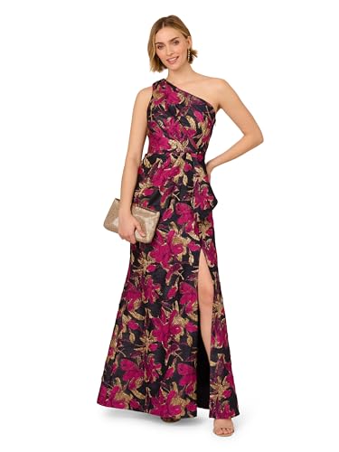 Adrianna Papell Women's One Shoulder Jacquard Dress4