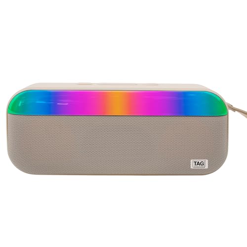 Image of TAG Ray 10W Portable Wireless Bluetooth Speaker with Dynamic Stereo Sound | Customizable RGB LED Lights | TWS Feature | Supports Micro SD Cards, FM, USB | Comes with Inbuilt Mic (White)