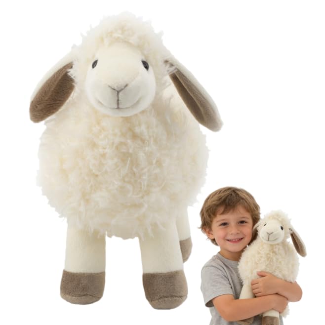 Xiyocadt Plüschtier Schaf 22 cm & 33 cm Weiches Kuscheltier für Baby und Kinder Flauschiges Stofftier Lamm als Schlafbegleiter Süßes Schaf Plüsch zum Kuscheln und Verschenken (Weiß 22CM)