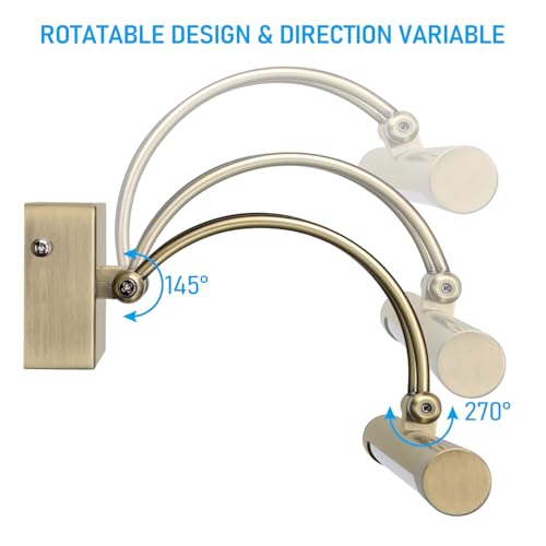 LEONLITE 3CCT Dimmable LED Picture Light, 2700K/3000K/4000K Selectable, CRI90 Swivel Full Metal Picture Frame Light for Wall Art, Painting, Artwork, Portrait, Plug-in & Hardwired, Antique Brass by LEONLITE - Image 5