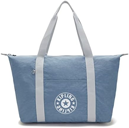 Kipling Women's Art Medium Tote Bag, Lightweight Large Weekender, Travel Handbag, Brush Blue with Contrast