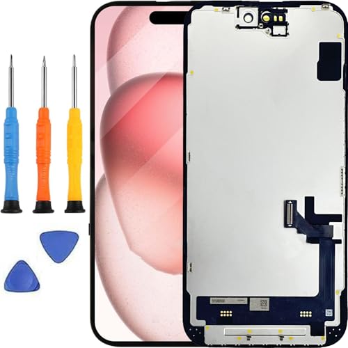 Tefnkiee for iPhone 15 Screen Replacement for iPhone 15 Screen Replacement A2846 A3089 A3090 A3092 LCD Display digitizer Touch Screen with Tools Black 6.1 Inch