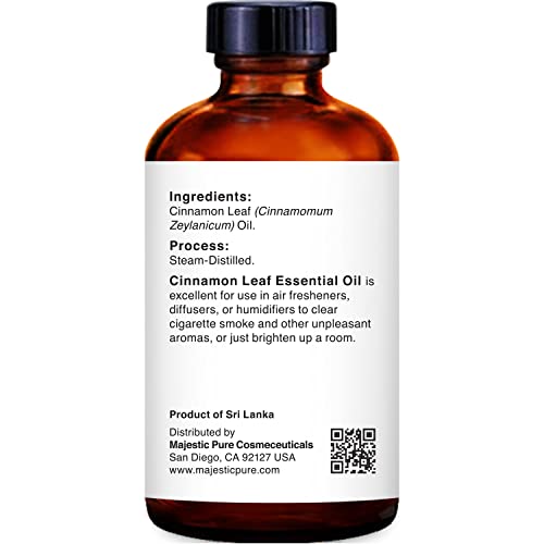Majestic Pure Cinnamon Leaf Essential Oil, Therapeutic Grade, Pure And Natural, For Aromatherapy, Massage, Topical & Household Uses, 1 Fl Oz #TOP7