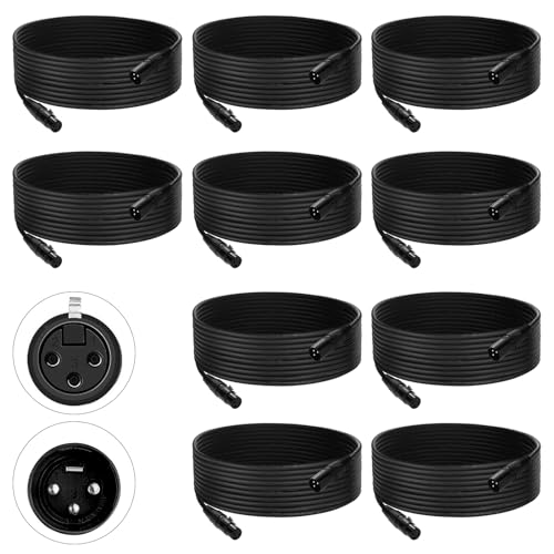 DMX Cable 25 ft 10 Pack 3-Pin XLR DMX Cable Male to Female