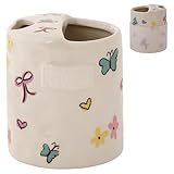 Clastere 10oz Ceramic Coffee Mug with Silicone Heat-Resistant Sleeve, Hand-Painted Striped Espresso Cup, Porcelain Mug for Kitchen Dining