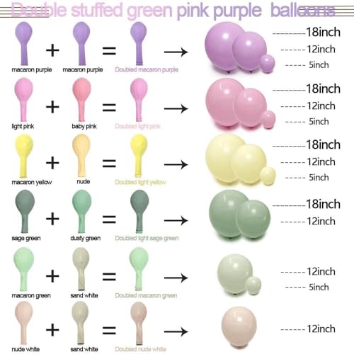 Image of Green Pink Purple Balloon Arch Double Stuffed Pink Yellow Sand White Balloon Garland with Bionic Flower Leaf Butterfly Stickers for Spring Birthday Garden Wildflower Baby Shower Easter Party Decor