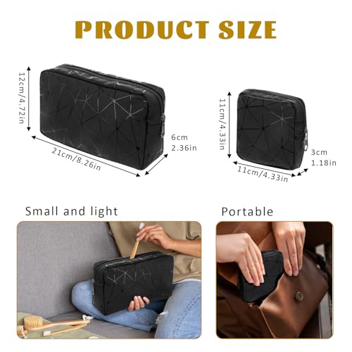 Image of Period Bags, Tampon Holder for Purse, Waterproof Portable Leather Period Pouch, Sanitary Napkin Storage Bag, Black Makeup Bag Set, Pad Pouches for Period