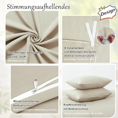 ohano Bettwäsche 155x220 2 Teilig Bettbezug Bettwäsche-Sets,Mikrofaser Bettbezug 155x220 cm + 1 Kissenbezug 80x80 cm mit… – Ansicht 3